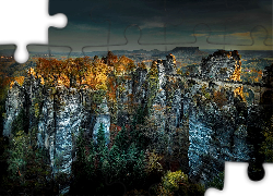 Niemcy, Park Narodowy Saskiej Szwajcarii, Formacja skalna Bastei, Most, Skały, Góry Połabskie, Skały