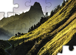 Góry, Droga, Dom, Poranek