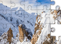 Góry, Zima, Śnieg, Skały, Ludzie