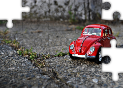 Zabawka, Samochód, Czerwony, Volkswagen Garbus