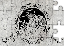 Dziewczynka, Vintage, Czarno, Białe, Grafika