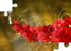 Czarownica, Laleczka, Czerwone, Kwiaty, Grafika