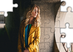 Kobieta, Blondynka, Modelka, Alexis Coons, Żółty Płaszcz
