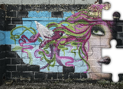 Ściana, Mural, Street art, Twarz, Kobieta