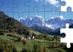 Góry, Łąki, Niebo, Kościółek