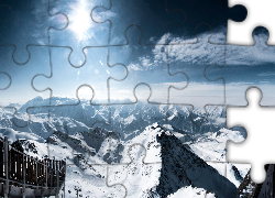 Alpy, Góry, Słońce, Śnieg