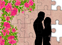 Kwiaty, Para, Miłość, Grafika