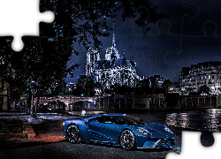 Miasto, Noc, Auto, Rzeka, Drzewa