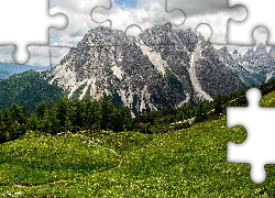 Góry, Włochy, Chmury, Droga, Drzewa, Roślinność