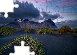 Góry, Niebo, Morze, Wydmy, Islandia