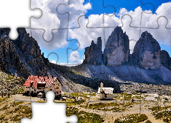 Góry, Włochy, Chmury, Domy, Ludzie