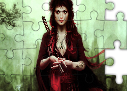 Kobieta, Tatuaż, Naszyjnik