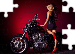 Kobieta, Motocykl, Harley-Davidson, Sportster 883