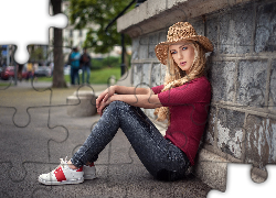 Dziewczyna, Blondynka, Moda, Kapelusz