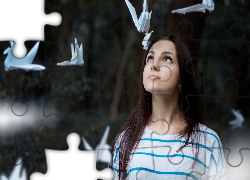 Dziewczyna, Brunetka, Origami