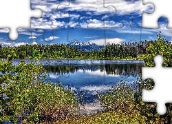 Jezioro, Las, Góry, Odbicie