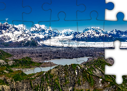 Góry, Niebieskie, Niebo, Śnieg, Jezioro