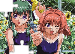 Onegai Twins, pistolet, woda, dziewczyny
