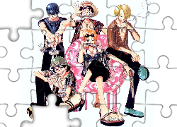 One Piece, ludzie, fotel, wachlarz