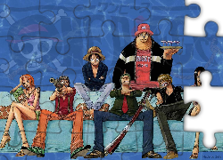 One Piece, ludzie, kanapa, broń