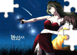 Madlax, kobieta, pistolet, księżyc