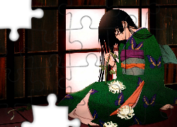 Jigoku Shoujo, kimono, kwiaty, kobieta