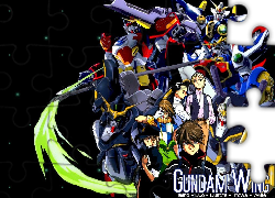 Gundam Wing, roboty, ludzie, drużyna, ekipa