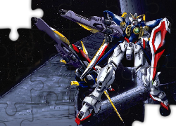 Gundam Wing, robot, kosmos, statek kosmiczny