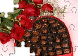 Walentynki, Róże, Bombonierka z czekoladkami