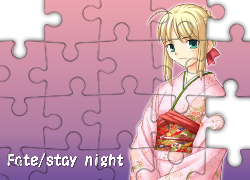 dziewczyna, napis, kimono, Fate Stay Night
