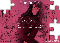 Fate Stay Night, tousaka, rin, dziewczyna, kobiety, szkic, napisy