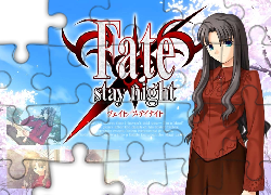 Fate Stay Night, kobieta, zdjęcia, napis, logo