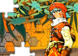Dot Hack, liście, chłopak, czapka, zbroja