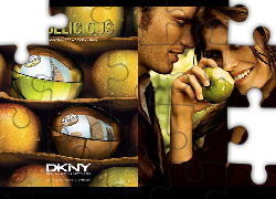 Donna Karan, perfumy, flakon, be, delicious, kobieta, mężczyzna, jabłko
