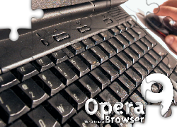 klawiatura, laptop, ręka, dłoń, myszka, Opera