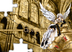 Clover, katedra, kobieta, skrzydła