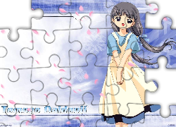 Cardcaptor Sakura, dziewczyna, suknia, włosy, napisy