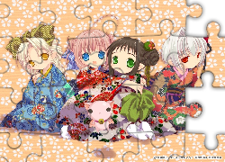 Bottle Fairy, kimona, dziewczyny, kotek
