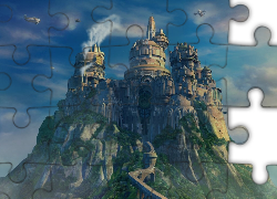 Final Fantasy, most, skała, góra, zamek