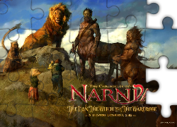 The Chronicles Of Narnia, lew, dzieci, napis, centaur