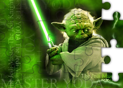 Star Wars, zielony, Yoda, laser, napisy