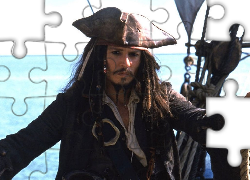 statek, woda, Piraci Z Karaibów, Johnny Depp, kapelusz