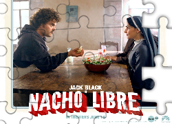 Nacho Libre, Jack Black, Ana Reguera, stół, sałatka