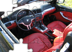 BMW 3, E46, Czerwone, Skóry