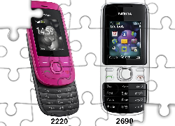 Nokia 2220, Nokia 2690, Różowa, Czarna, Srebrna