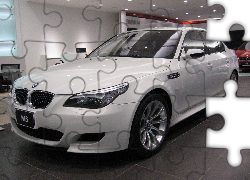 Biały, BMW 5, E60, Salon