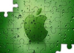 Logo, Apple, Zielone, Tło, Rosa
