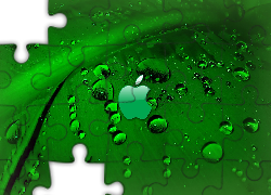 Zielony, Liść, Rosa, Logo, Apple