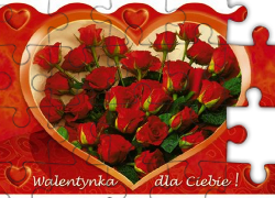 Walentynki, Serduszko, Czerwone, Różyczki