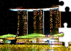Singapur, Marina Bay Sands, Noc, Zielona, Dekoracja